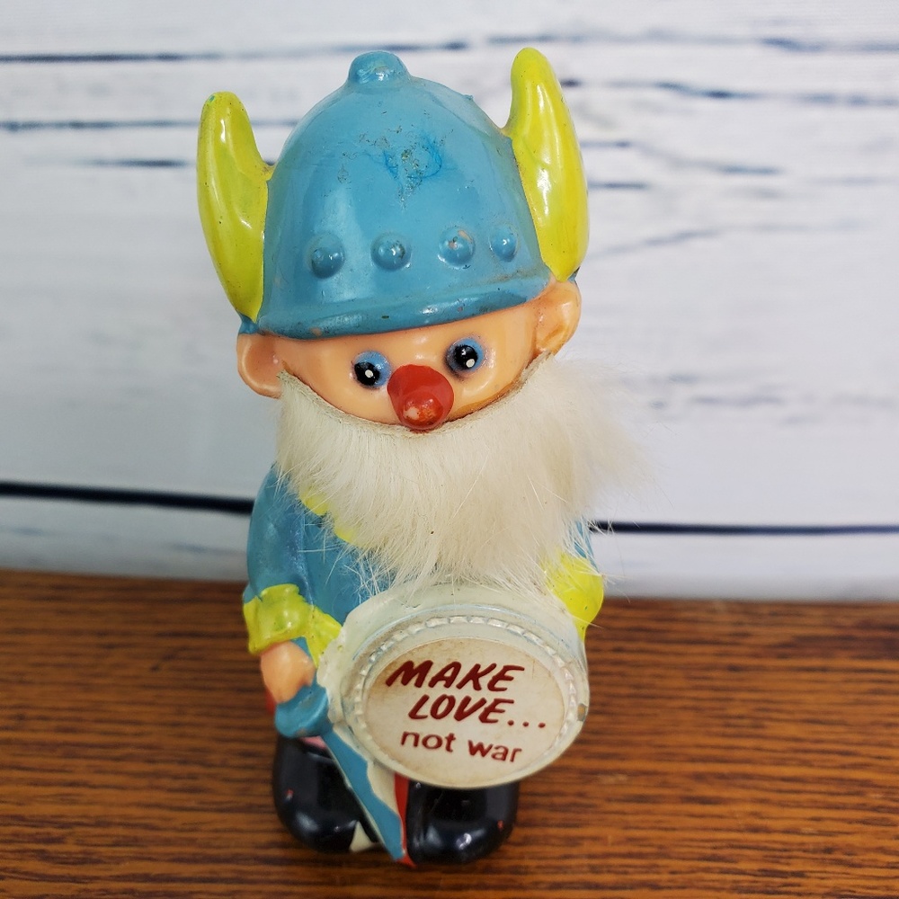 Viking Love Not War Figurine Blue 1970 Hong Kong
